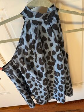 High-Neck Leopard Print High Neck Tank Top